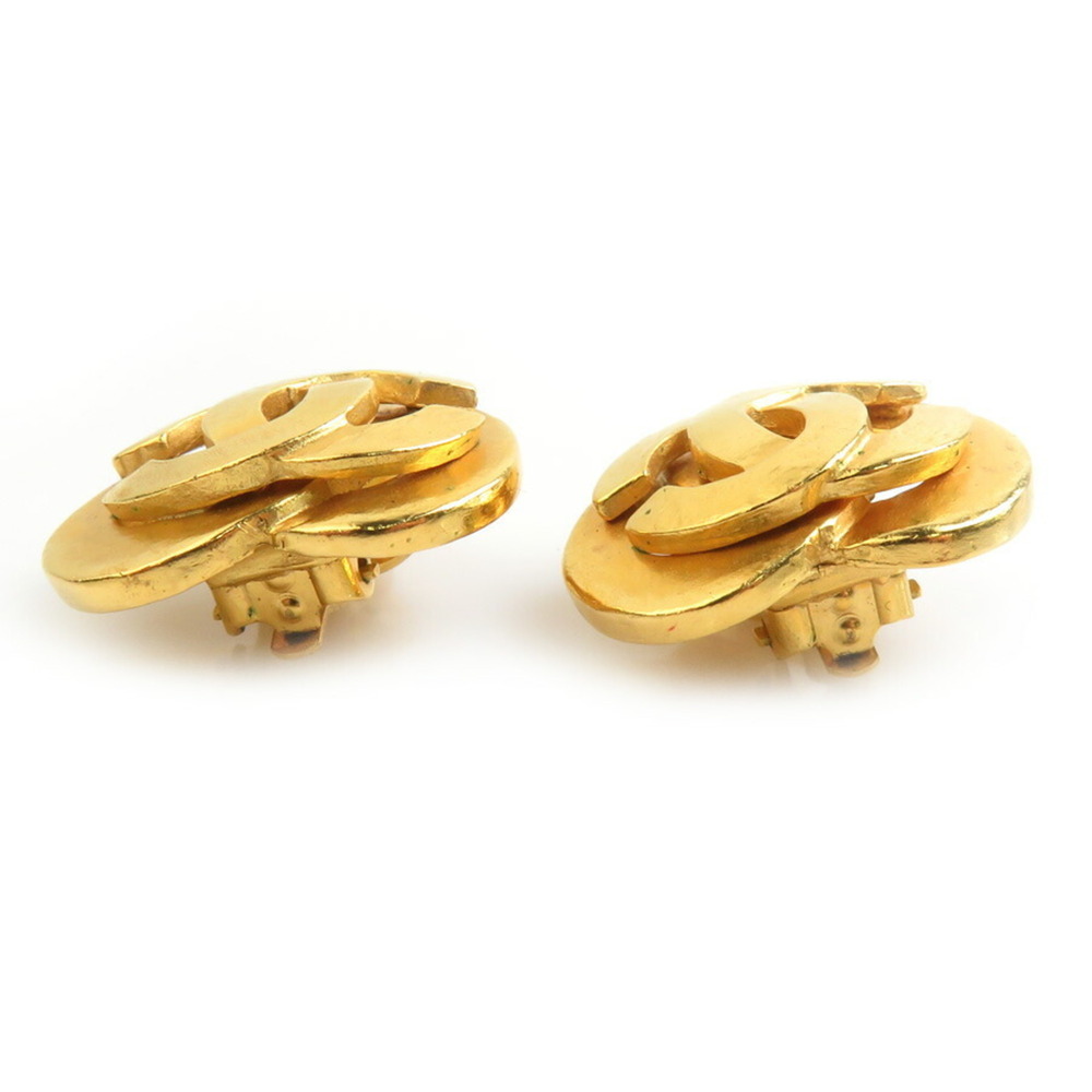 CHANEL Authentic Gold Logo Earrings - Picture 4 of 5